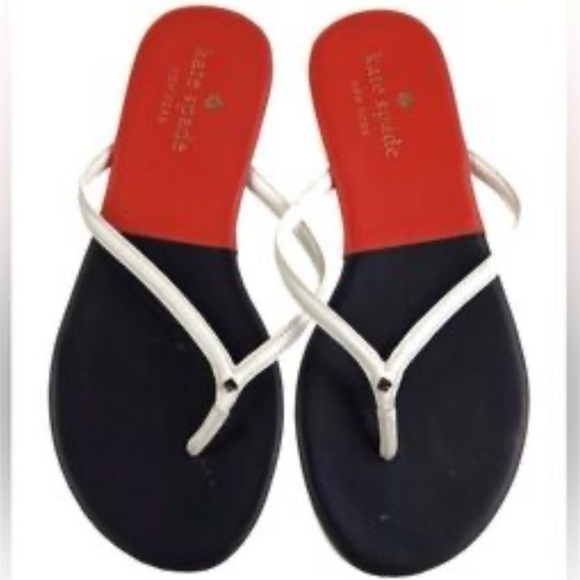 kate spade Shoes - Kate Spade Black and White Sandals with Red Insole